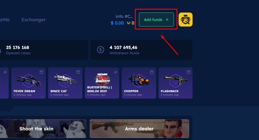 Go to the promo code page