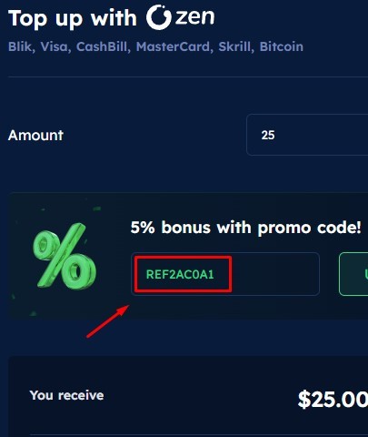 Enter the promo code