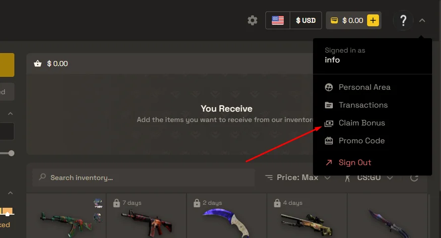 claim bonus Skinmonkey
