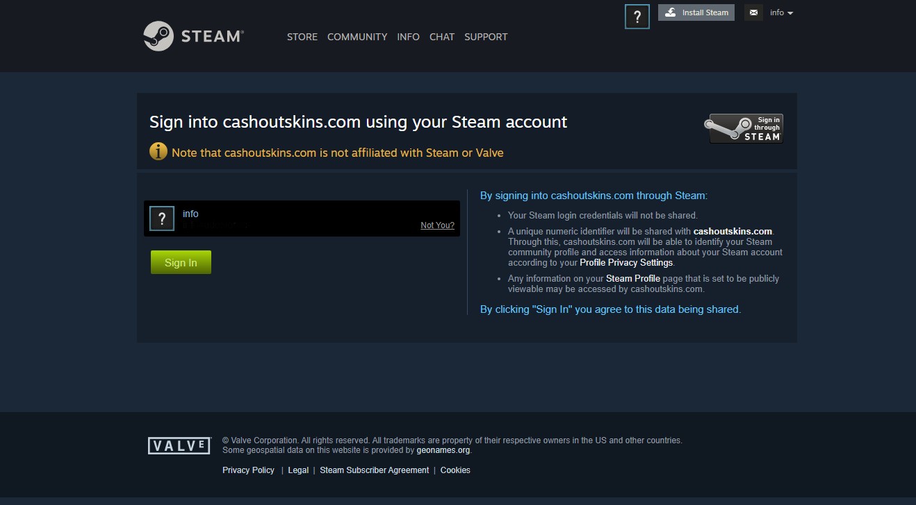 register via Steam on cashoutskins