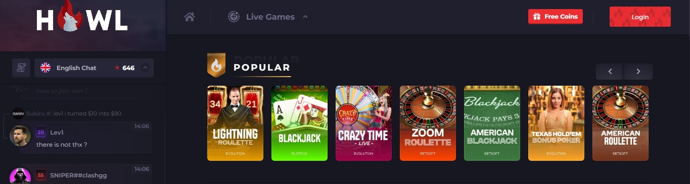 howl.gg live games