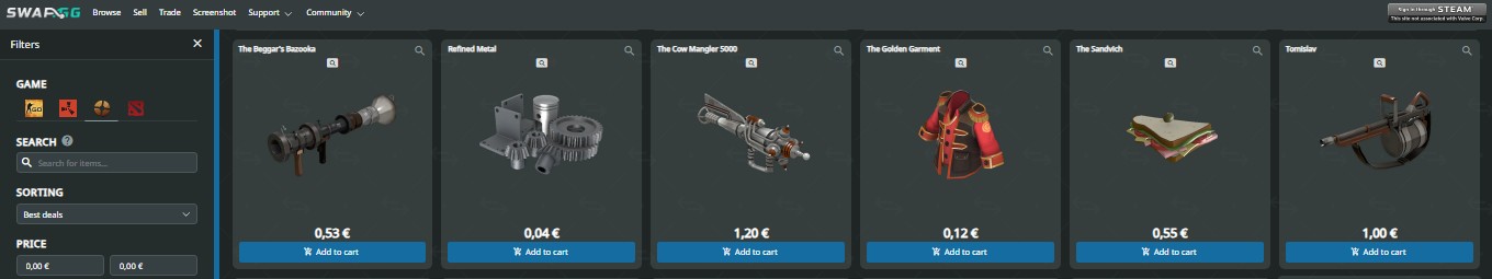 Swap.gg TF2 skins