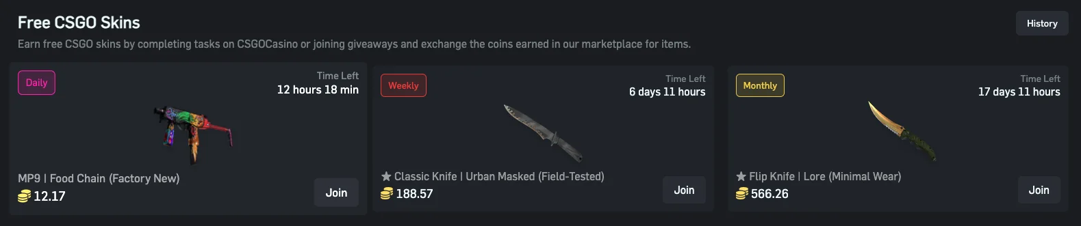 CSGOCasino free CSGO skins