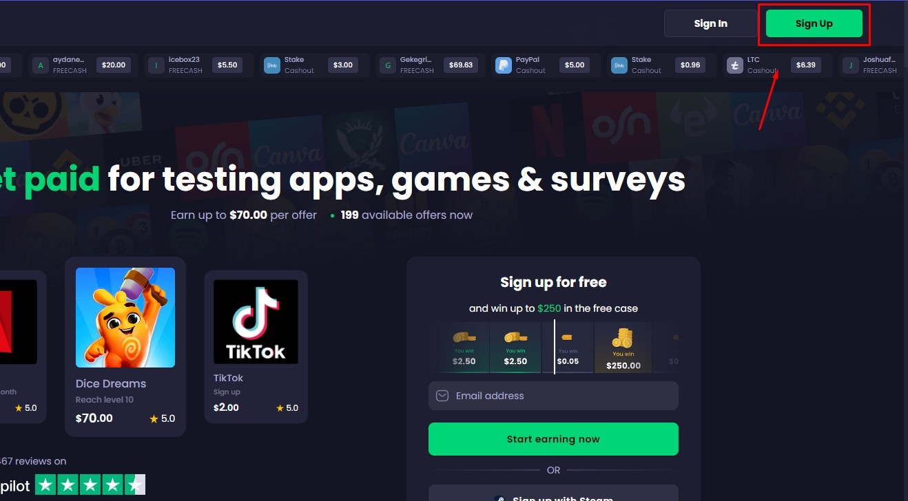 FreeCash site