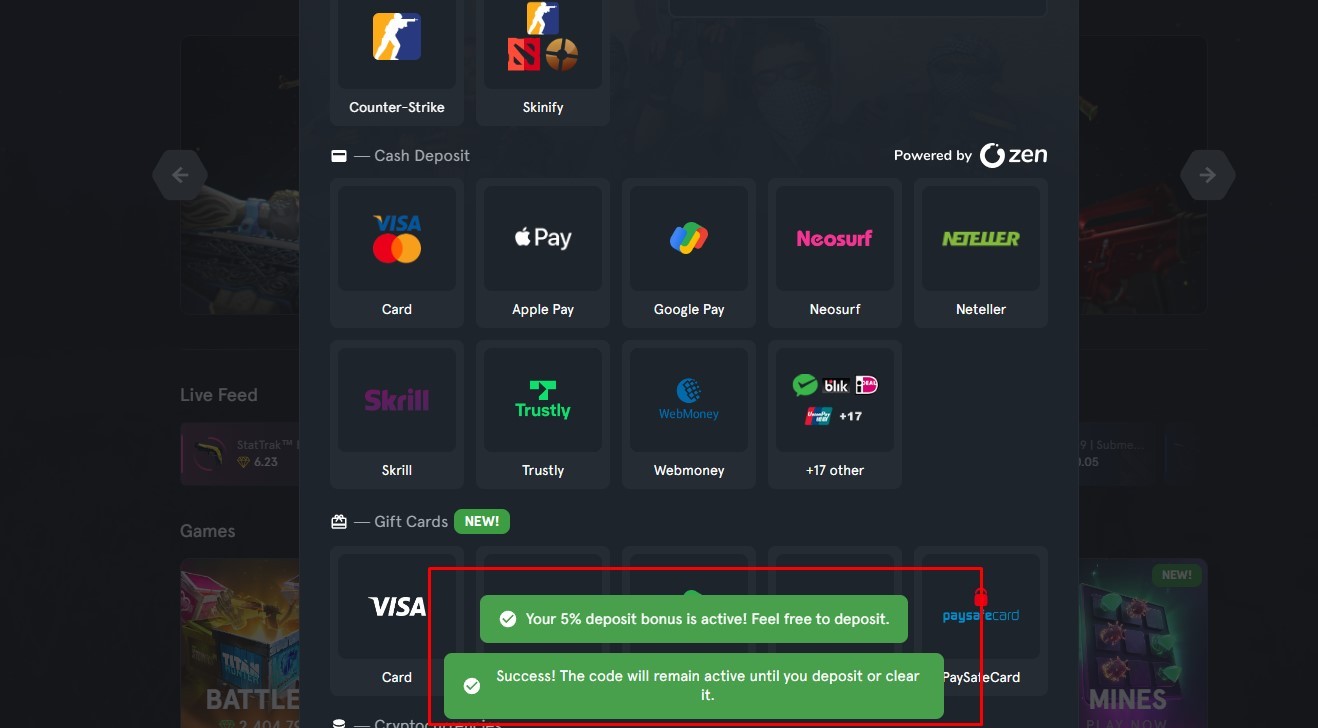 CSGOStake bonus