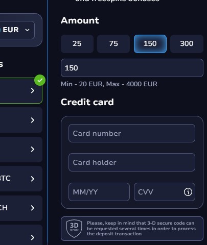 Deposit at 7bit casino