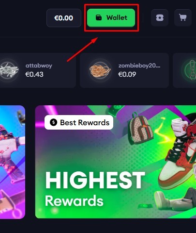 Wallet tab on lootbox