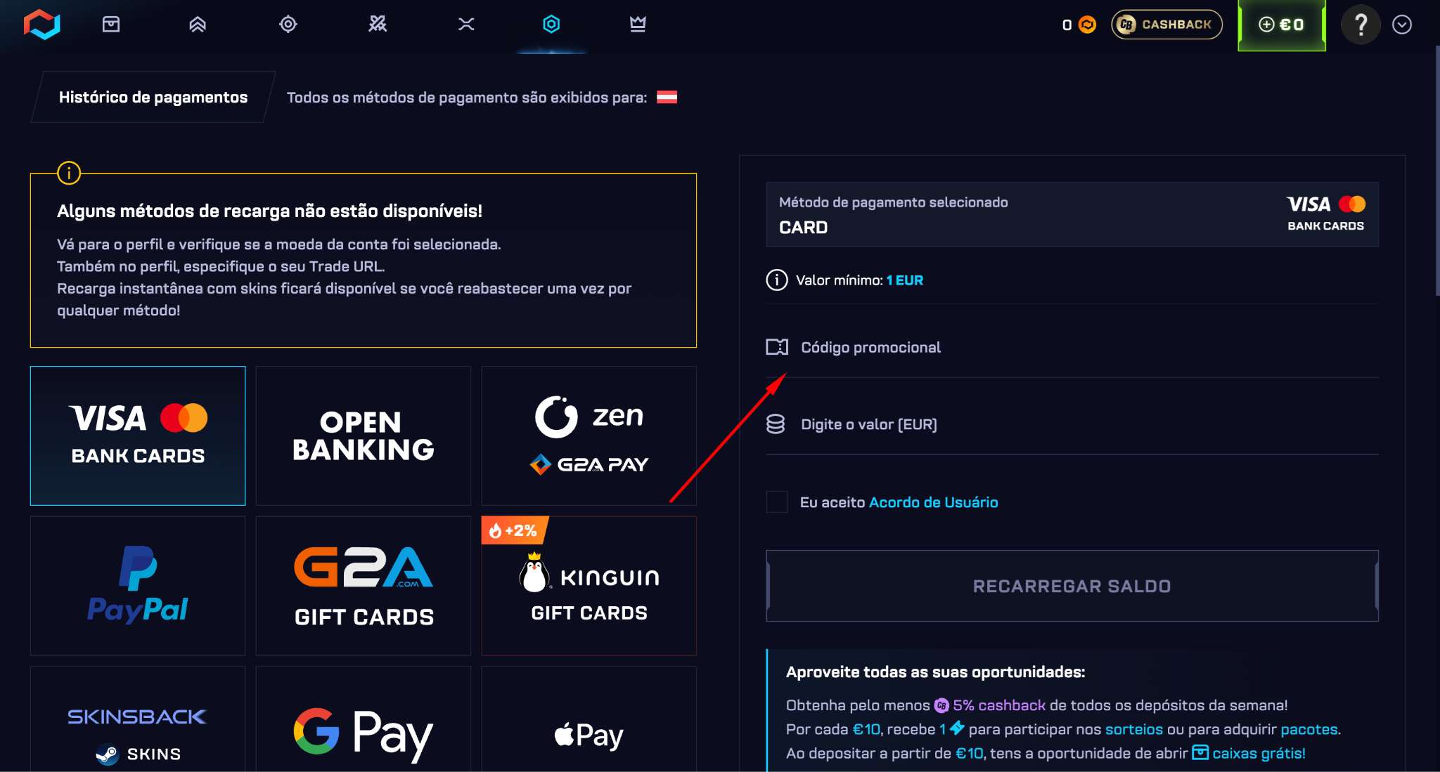 código promocional “CSGOTOTEM”